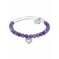 thumbnail image 1 of PalmBeach Jewelry Genuine Purple Amethyst Silvertone Heart Charm Bangle, 7.5 Inches, 1 of 4