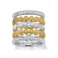 thumbnail image 1 of PalmBeach Jewelry Genuine Round Diamond Stackable Eternity Ring Set 1/6 TCW Silver-Plated & Gold-Plated, 1 of 5