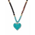 thumbnail image 1 of PalmBeach Jewelry Genuine Turquoise Jasper and Lava Stone Beaded Heart Pendant Necklace 34 Inch, 1 of 7