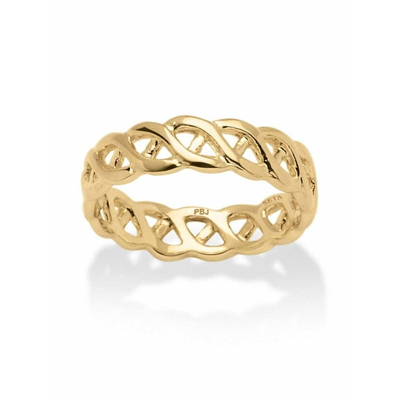 PalmBeach Jewelry Gold-Plated Braided Link Ring