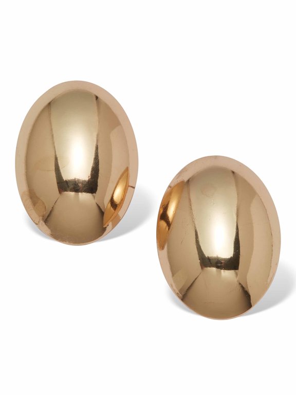 Goldtone Dome Earrings, 30x20mm