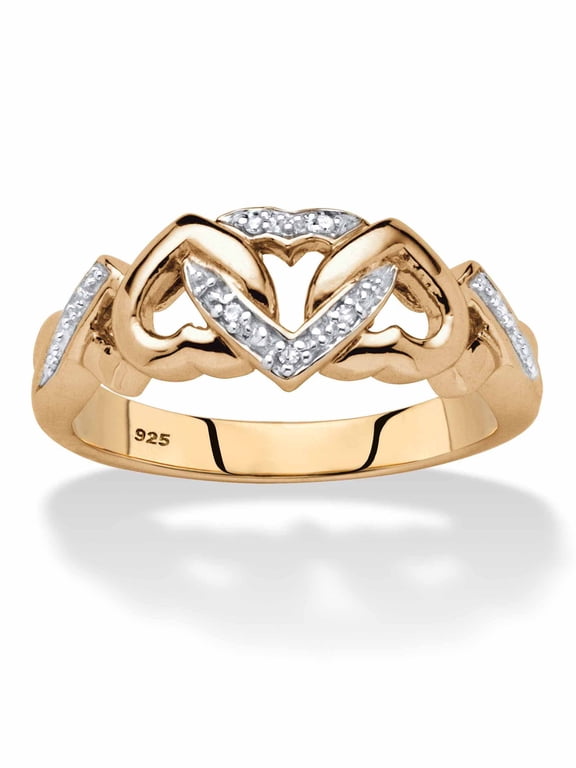 Interlocking Hearts Ring 0.05 ct. t.w. Diamond Accent, 18K Gold Sterling Silver