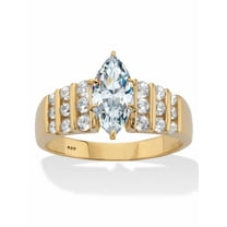 PalmBeach Jewelry Maqrquise-Cut Cubic Zirconia Engagement Ring 2.85 TCW Gold-Plated or Platinum-Plated Sterling Silver