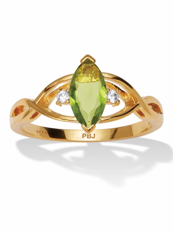 Marquise Cut Cubic Zirconia 14k Yellow Gold-plated Simulated Birthstone Ring