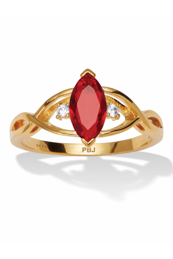 Marquise Cut Cubic Zirconia 14k Yellow Gold-plated Simulated Birthstone Ring
