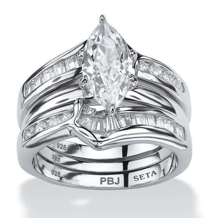 3.57 Cttw. Cubic Zirconia 2 Piece Bridal Ring Set in .925 Sterling Silver