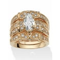 thumbnail image 1 of PalmBeach Jewelry Marquise Cut Cubic Zirconia Bridal Ring Set 3.05 TCW Gold-Plated or Silvertone, 1 of 5