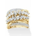 thumbnail image 1 of PalmBeach Jewelry Marquise-Cut Cubic Zirconia Diagonal Crossover Cocktail Ring 4.18 TCW in 14k Gold or Platinum Plated Sterling Silver, 1 of 5