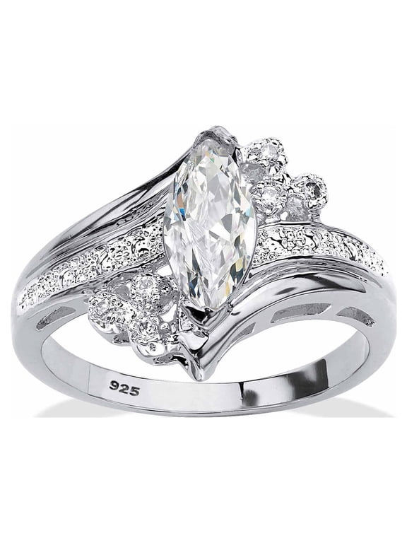 Marquise Cut Cubic Zirconia Engagement Anniversary Ring 1.03 TCW in 14k Gold Plated or .925 Sterling Silver or Silvertone