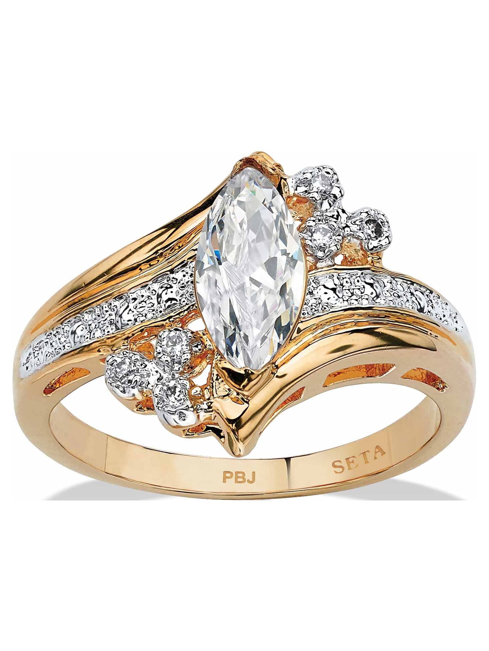 Marquise-Cut Cubic Zirconia Engagement Anniversary Ring 1.03 TCW in Gold-Plated