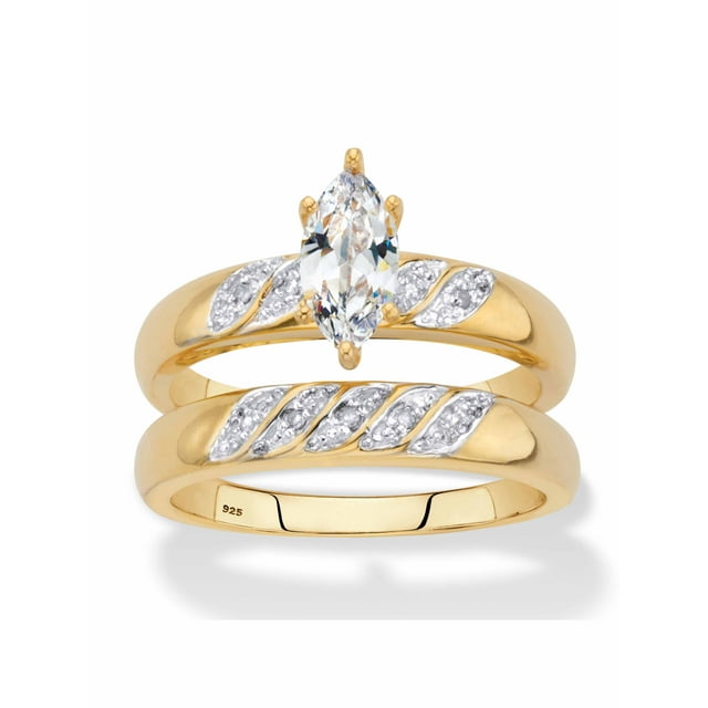 PalmBeach Jewelry Marquise Cut Cubic Zirconia and Genuine Diamond