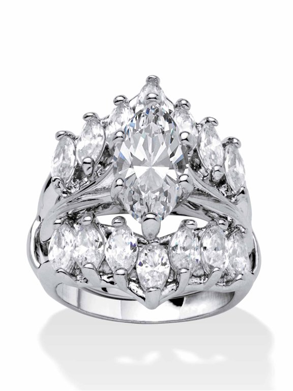 Marquise-Cut Cubic Zirconia Jacket Bridal Set 5.98 TCW in Goldtone or Silvertone