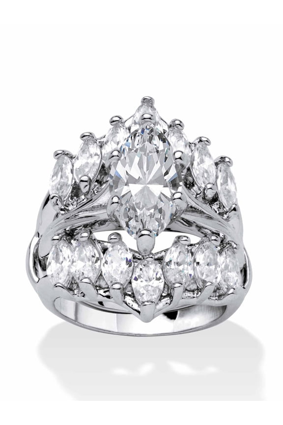 Marquise-Cut Cubic Zirconia Jacket Bridal Set 5.98 TCW in Goldtone or Silvertone