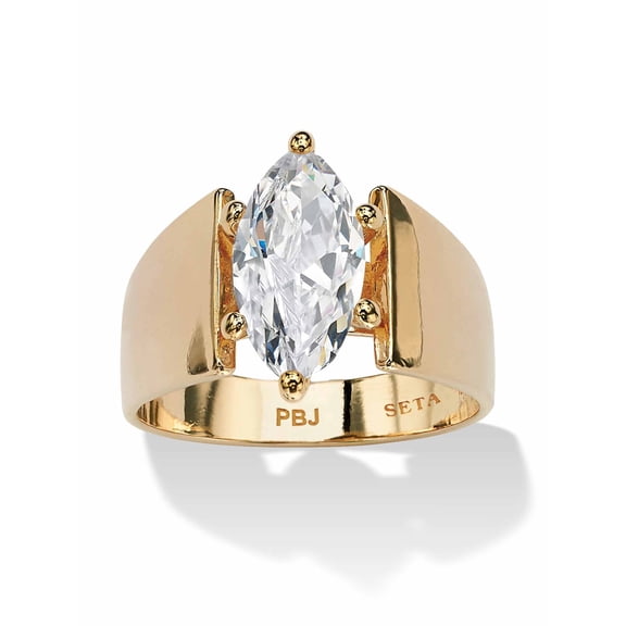 PalmBeach Jewelry Marquise-Cut Cubic Zirconia Solitaire Engagement Anniversary Ring 2.48 TCW in Gold-Plated or Sterling Silver