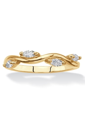 Marquise-Cut Cubic Zirconia Twisted Vine Ring .40 TCW 18k Gold-Plated