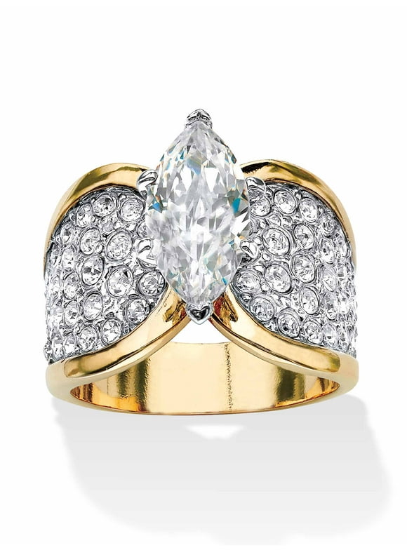 PalmBeach Jewelry Marquise-Cut Cubic Zirconia and Pave Crystal Cocktail Ring 2.48 TCW In Yellow Gold-Plated or Platinum-Plated