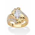 thumbnail image 1 of PalmBeach Jewelry Marquise-Cut Cubic Zirconia or Sapphire Bypass Swirl Ring Gold-Plated, 1 of 5