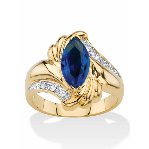 PalmBeach Jewelry Marquise-Cut Cubic Zirconia or Sapphire Bypass Swirl Ring Gold-Plated
