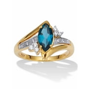 PalmBeach Jewelry Marquise-Cut Genuine or Created Gemstone Ring in Platinum-plated or Gold-plated Sterling Silver