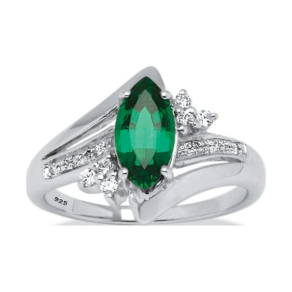 PalmBeach Jewelry Marquise-Cut Genuine or Created Gemstone Ring in Platinum-plated or Gold-plated Sterling Silver
