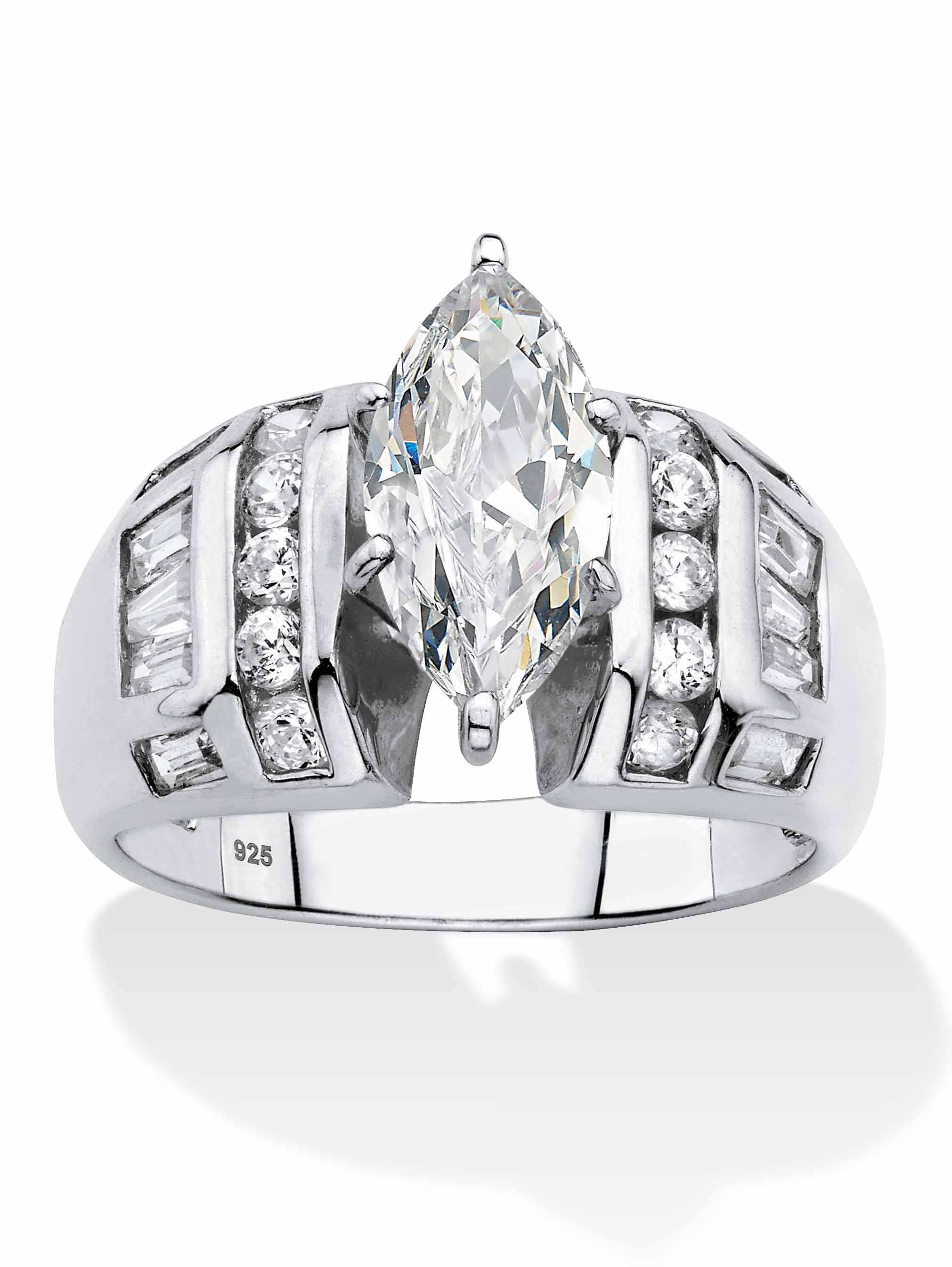 PalmBeach Gold-Plated Baguette Cubic Zirconia Crossover Ring - 3.64cttw, Sizes 6-10