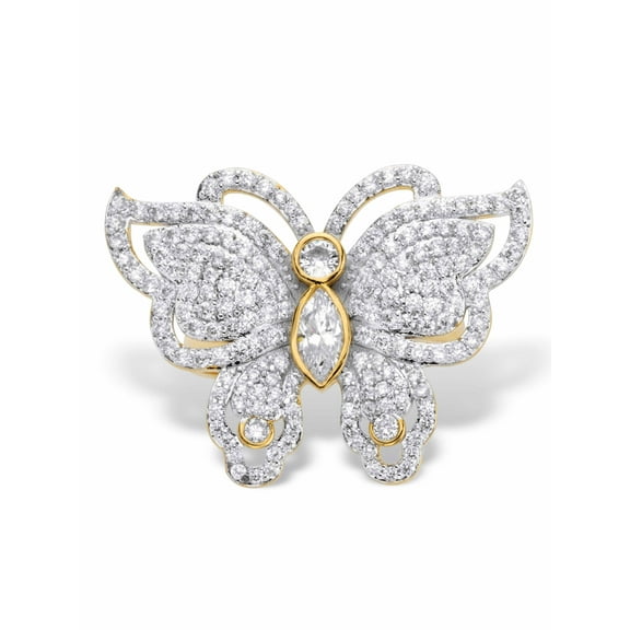 PalmBeach Jewelry Marquise-Cut and Round Cubic Zirconia Butterfly Cocktail Ring 2.11 TCW Gold-Plated