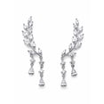 thumbnail image 1 of PalmBeach Jewelry Marquise and Pear-Cut White Crystal Laurel Leaf and Hanging Crystal Accent Ear Climber Earrings Rose or Yellow Gold-Plated or Silvertone, 1 of 4