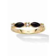 PalmBeach Jewelry Marquise-Shaped Genuine Black Onyx Crystal Accent Yellow Gold-Plated Ring