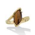 thumbnail image 1 of PalmBeach Jewelry Marquise-Shaped Genuine Tiger's-Eye Yellow Gold-Plated Cocktail Ring, 1 of 5