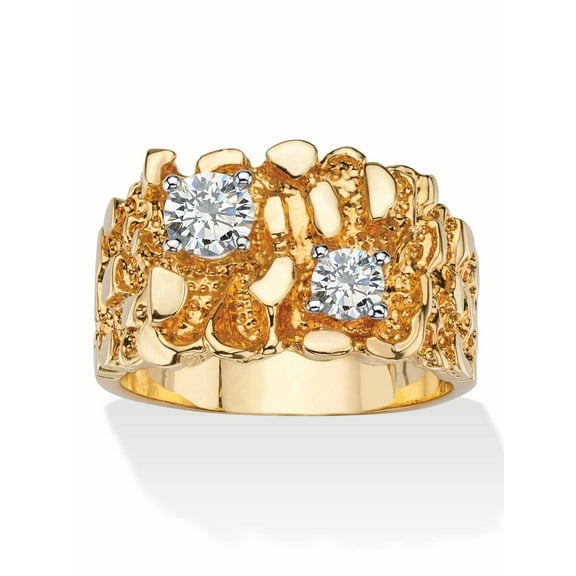 PalmBeach Jewelry Men's 1.05 TCW Round Cubic Zirconia Nugget Ring Gold-Plated