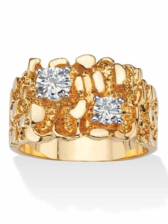 Men's 1.05 TCW Round Cubic Zirconia Nugget Ring Gold-Plated