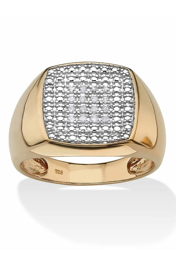 Men's 1/10 TCW Diamond 18k Gold-plated Sterling Silver Cluster Ring