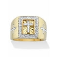 thumbnail image 1 of PalmBeach Jewelry Men's 1/10 TCW Diamond Cross Two-Tone Square Ring in 14k Gold-plated Sterling Silver, 1 of 5