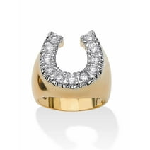 Rush Lucky Horseshoe Ring for Men CZ Smile Ring Radiant Diamond Bling ...