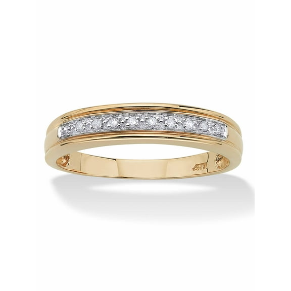 PalmBeach Jewelry Men's 1/10 TCW Round Diamond 10k Yellow Gold Anniversary Ring Wedding Band