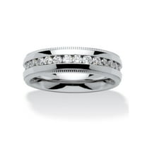 PalmBeach Jewelry Men's 1.12 TCW Round Cubic Zirconia Eternity Band in Stainless Steel or Gold-Ion Plated Stainless Steel