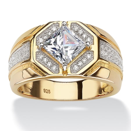 Men's 1.44 TCW Cubic Zirconia Octagon Ring in 14k Gold-plated Sterling Silver price history and forecast - PalmBeach Jewelry 57286