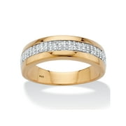 PalmBeach Jewelry Men's 1/5 TCW Diamond Accent Wedding Ring in 18k Gold-plated Sterling Silver