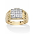thumbnail image 1 of PalmBeach Jewelry Men's 1/7 TCW Round Diamond Grid Ring in 18k Gold-plated Sterling Silver, 1 of 5