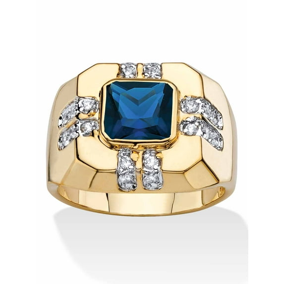 PalmBeach Jewelry Men's 1.78 TCW Square-Cut Simulated Ruby, Blue Spinel and Cubic Zirconia Octagon Ring Gold-Plated