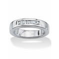thumbnail image 1 of PalmBeach Jewelry Men's 1.85 TCW Emerald-Cut Cubic Zirconia Wedding Band in Platinum-plated Sterling Silver Sizes 7-16, 1 of 7