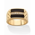 thumbnail image 1 of PalmBeach Jewelry Men's .14 TCW Genuine Black Onyx and CZ Buff Top Ring Gold-Plated, 1 of 5