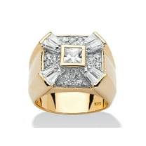 PalmBeach Jewelry Men's 2.48 TCW Square, Round and Baguette Cubic Zirconia 14k Gold-plated Sterling Silver Ring