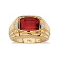 thumbnail image 1 of PalmBeach Jewelry Men's 2.77 TCW Cushion-Cut Created Red Ruby or Blue Sapphire and Diamond Accent Ring Yellow Gold-Plated, 1 of 7