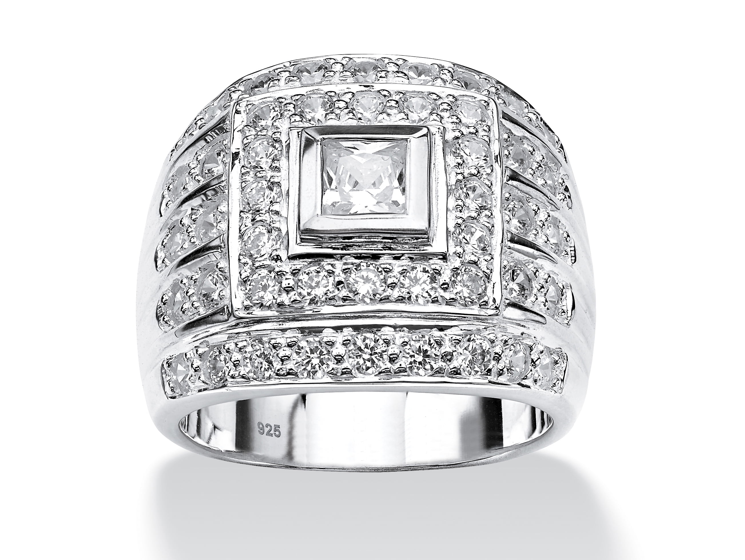 PalmBeach Jewelry Men's TCW Square-Cut Cubic Zirconia Ring in