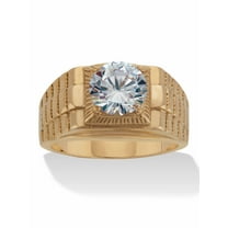 PalmBeach Jewelry Men's 2 TCW Round Cubic Zirconia Yellow Gold Ion-Plated Stainless Steel Ring