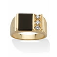 thumbnail image 1 of PalmBeach Jewelry Men's .30 TCW Genuine Onyx Cubic Zirconia Accent Yellow Gold-Plated Classic Ring, 1 of 5