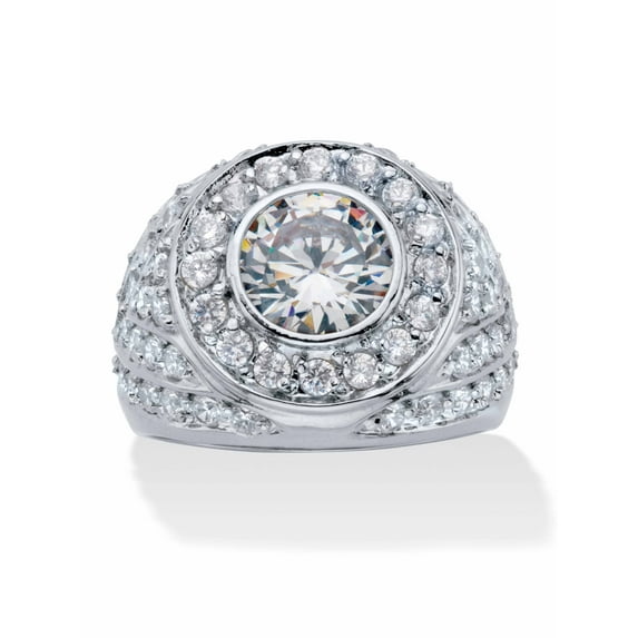 PalmBeach Jewelry Men's 4.55 TCW Round Cubic Zirconia Geometric Cluster Ring Gold-Plated or Silvertone