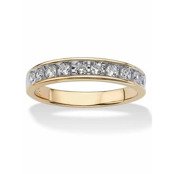 PalmBeach Jewelry Men's .60 TCW Round Cubic Zirconia Wedding Ring in 18k Gold-plated Sterling Silver
