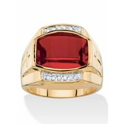 PalmBeach Jewelry Men's 7.61 TCW Cushion-Cut Created Red Ruby or Blue Sapphire and Diamond Ring Yellow Gold-Plated